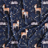 Navy Blue Animal Kid's Digital Printed Fabric